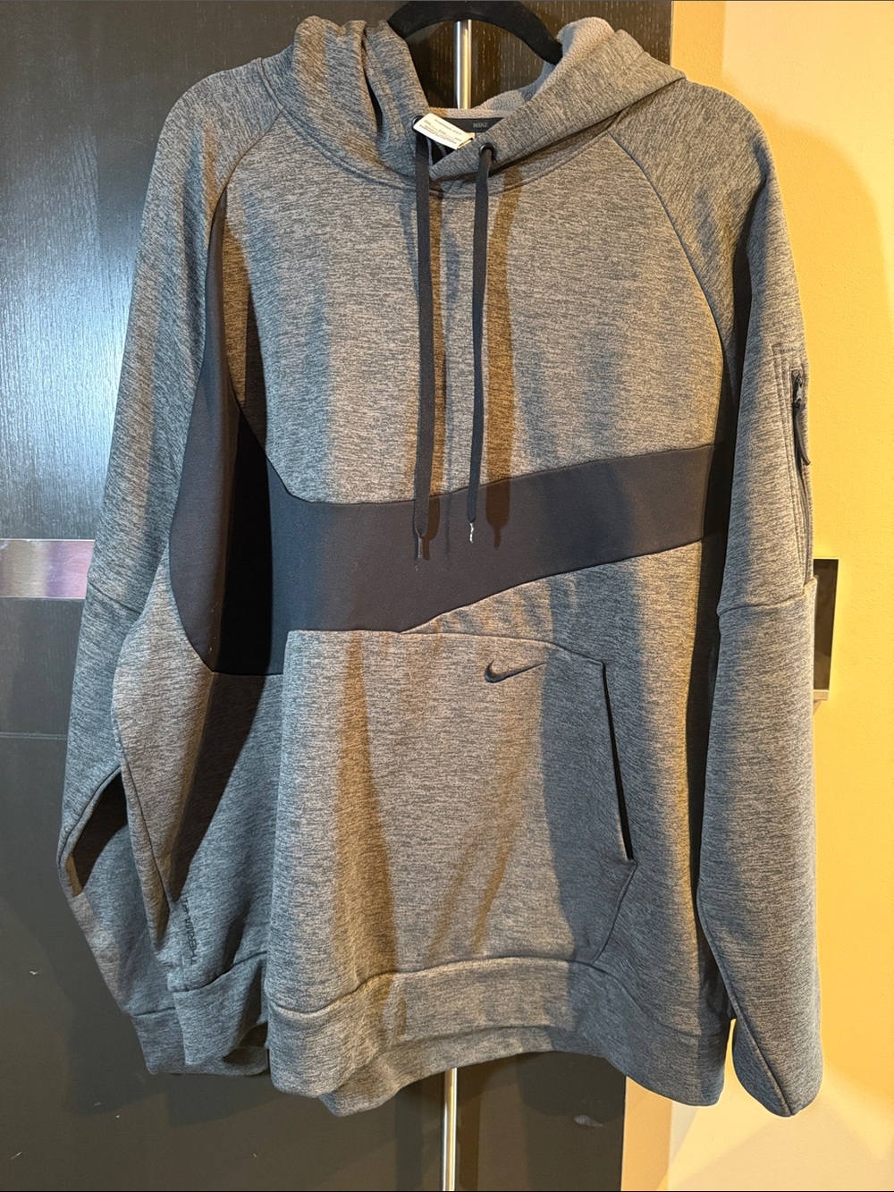 Nike Gray Hoodie with Black Diagonal Panel